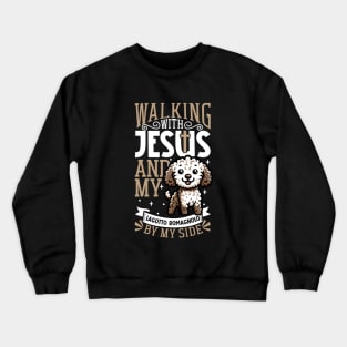 Jesus and dog - Lagotto Romagnolo Crewneck Sweatshirt